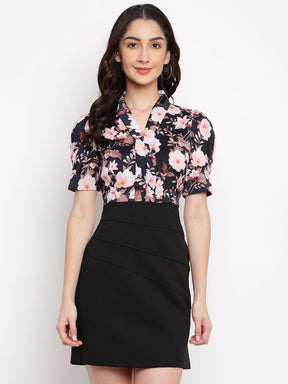 Black Printed Half Sleeve 2 Fir 1 Dress