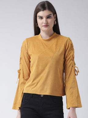 Suede Rivetted Full Sleeves Top