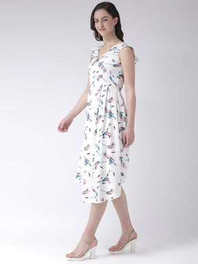 Ivory Cap Sleeve A-Line Floral Dress