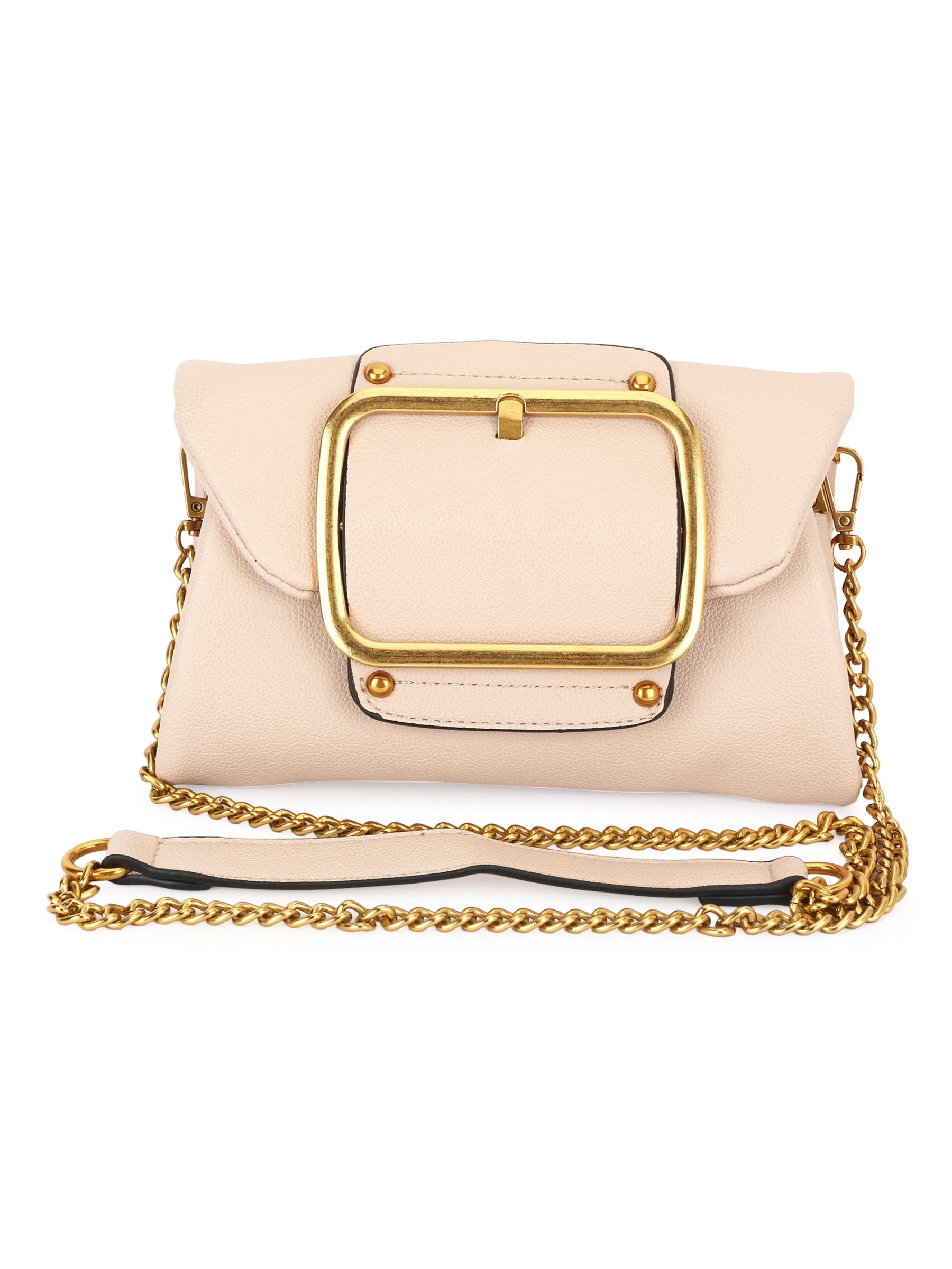 Buckled Gold Chain Bag