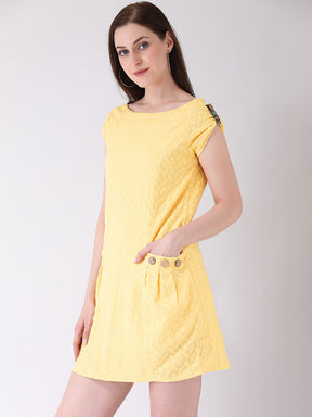 Yellow Cap Sleeve A-Line Dress