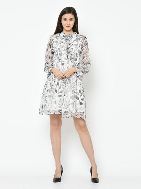 Ivory Full Sleeve A-Line Dress