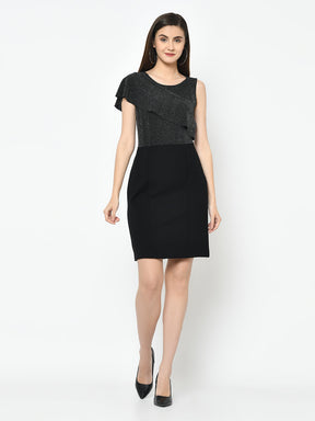 Black Sleeveless 2 Fir 1 Dress With Lurex