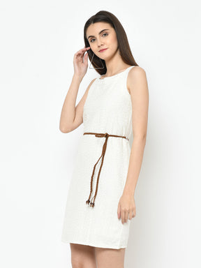 White Sleeveless Shift Dress