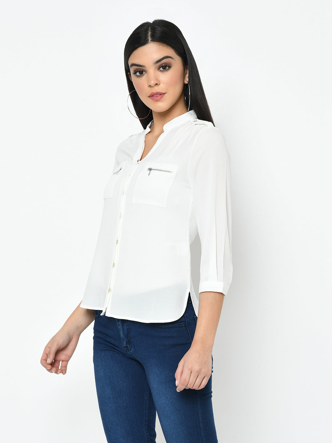 White 3/4 Sleeve Shirt