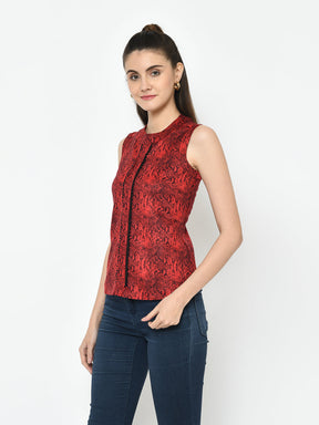 Red Sleeveless T Shirt