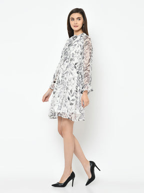 Ivory Full Sleeve A-Line Dress