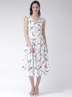 Ivory Cap Sleeve A-Line Floral Dress