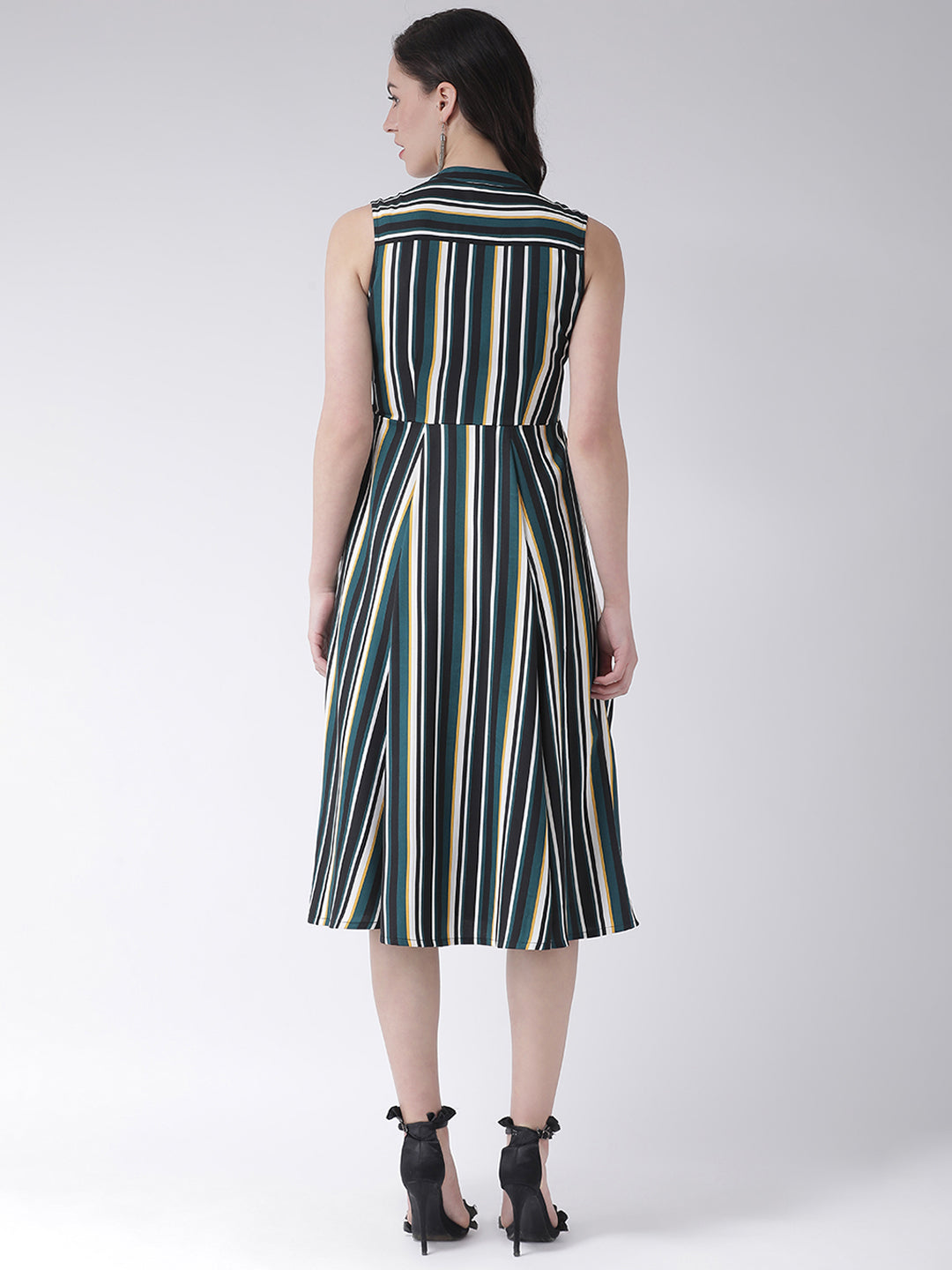 Godet Stripe Printed Dress