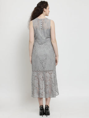 Lace Dress With High Low Hem & Side Zip