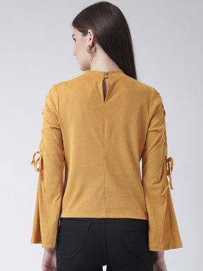 Suede Rivetted Full Sleeves Top