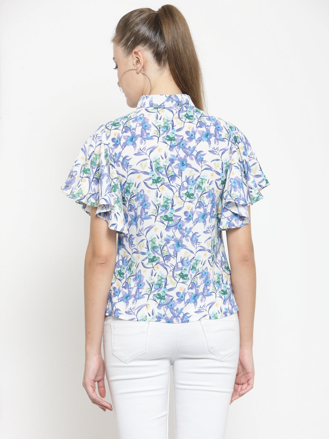 Print Blouse With Neck Cut