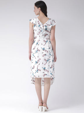 Ivory Cap Sleeve A-Line Floral Dress