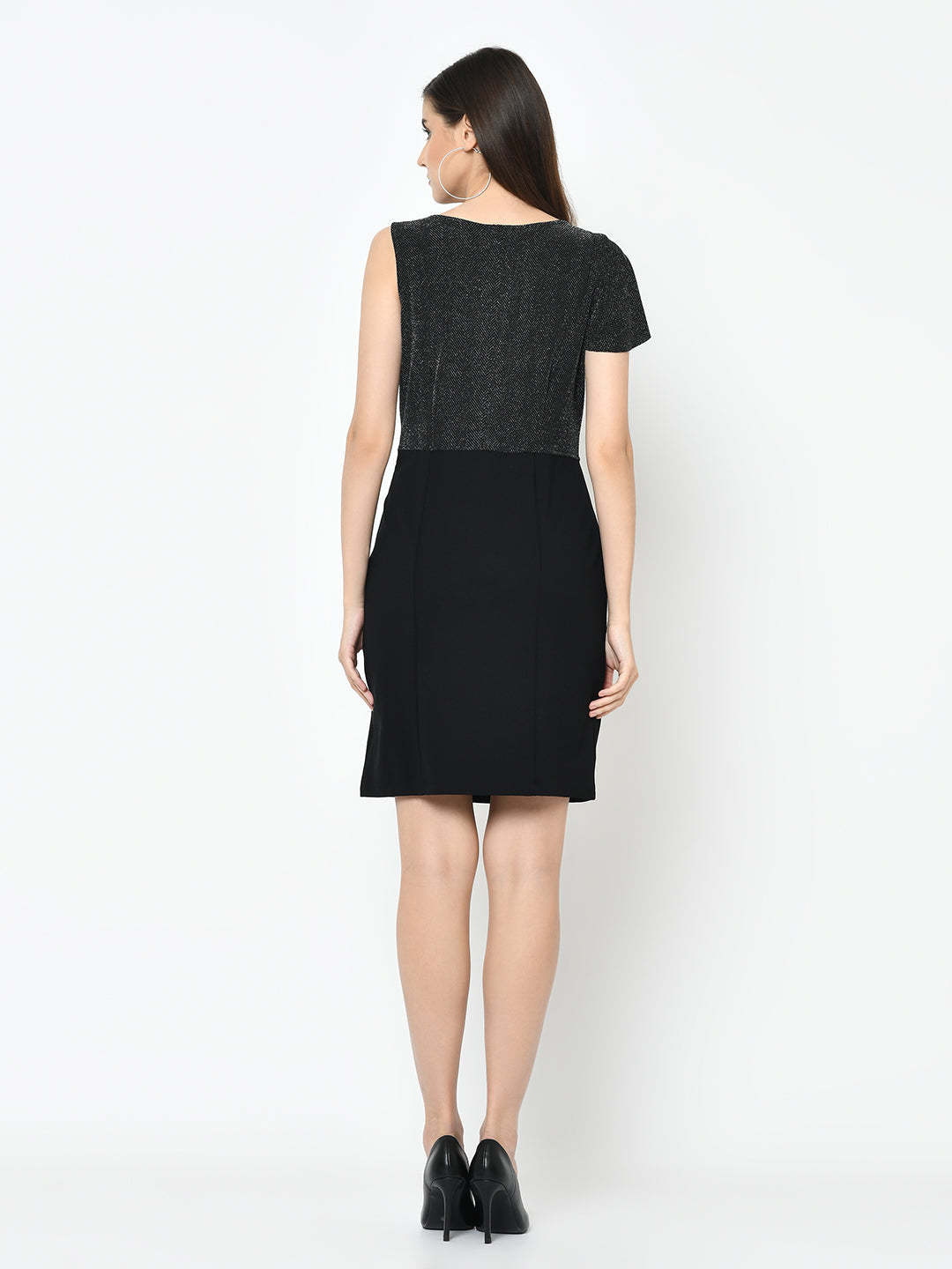 Black Sleeveless 2 Fir 1 Dress With Lurex