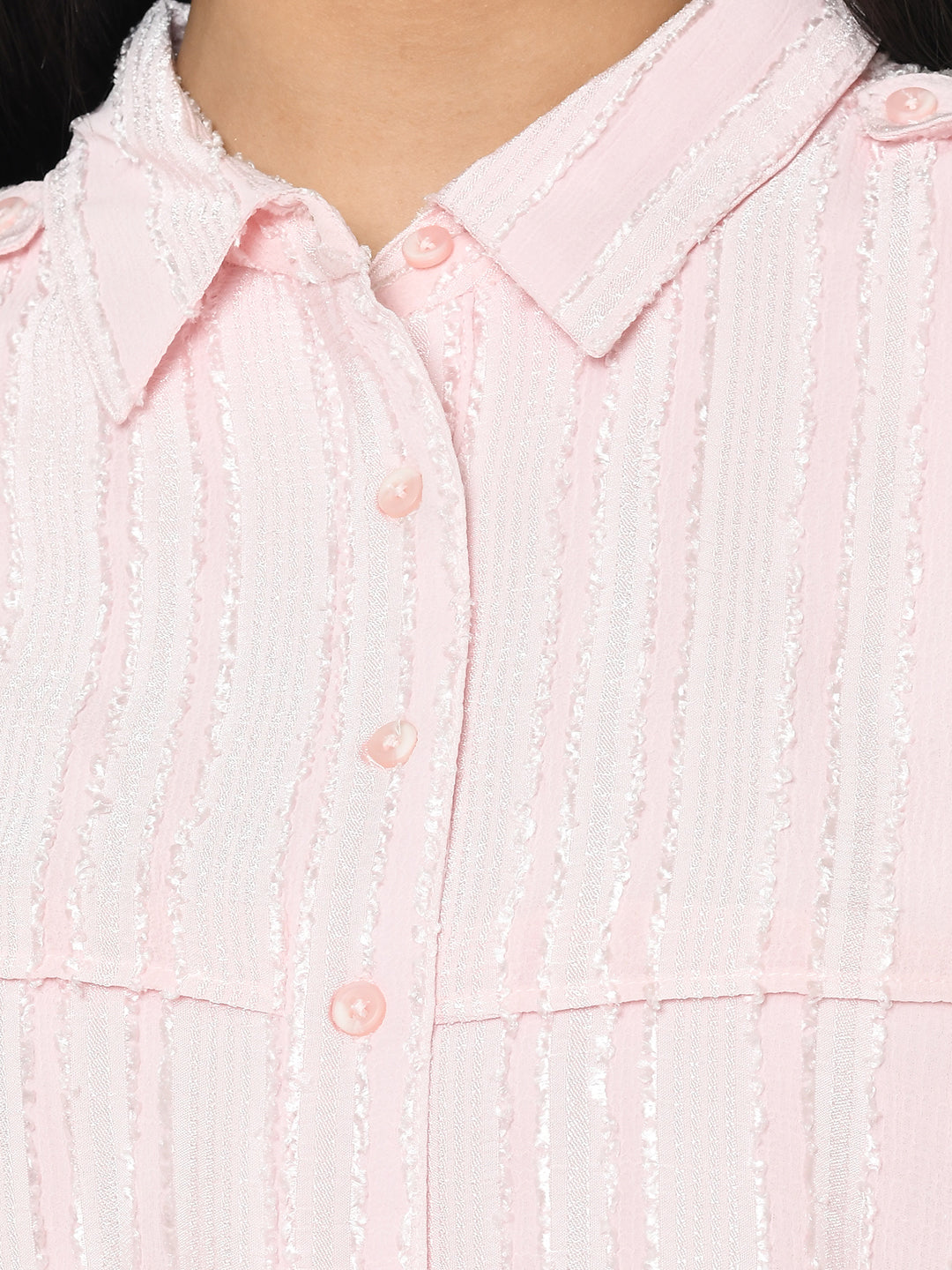 Pink Sleeveless Stripe Blouse