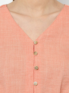 Peach Half Sleeves Blouse