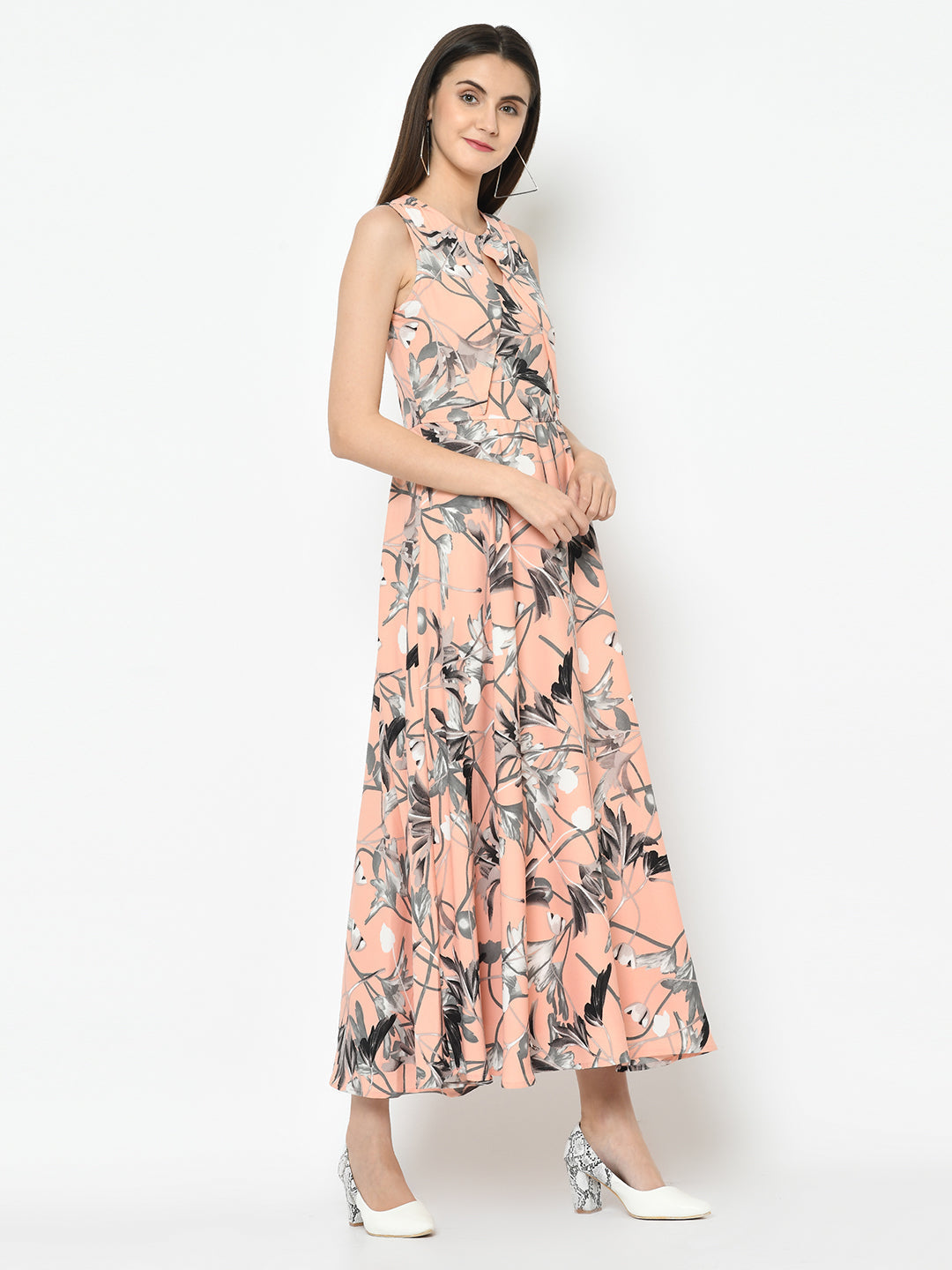 Peach Sleeveless Maxi Dress