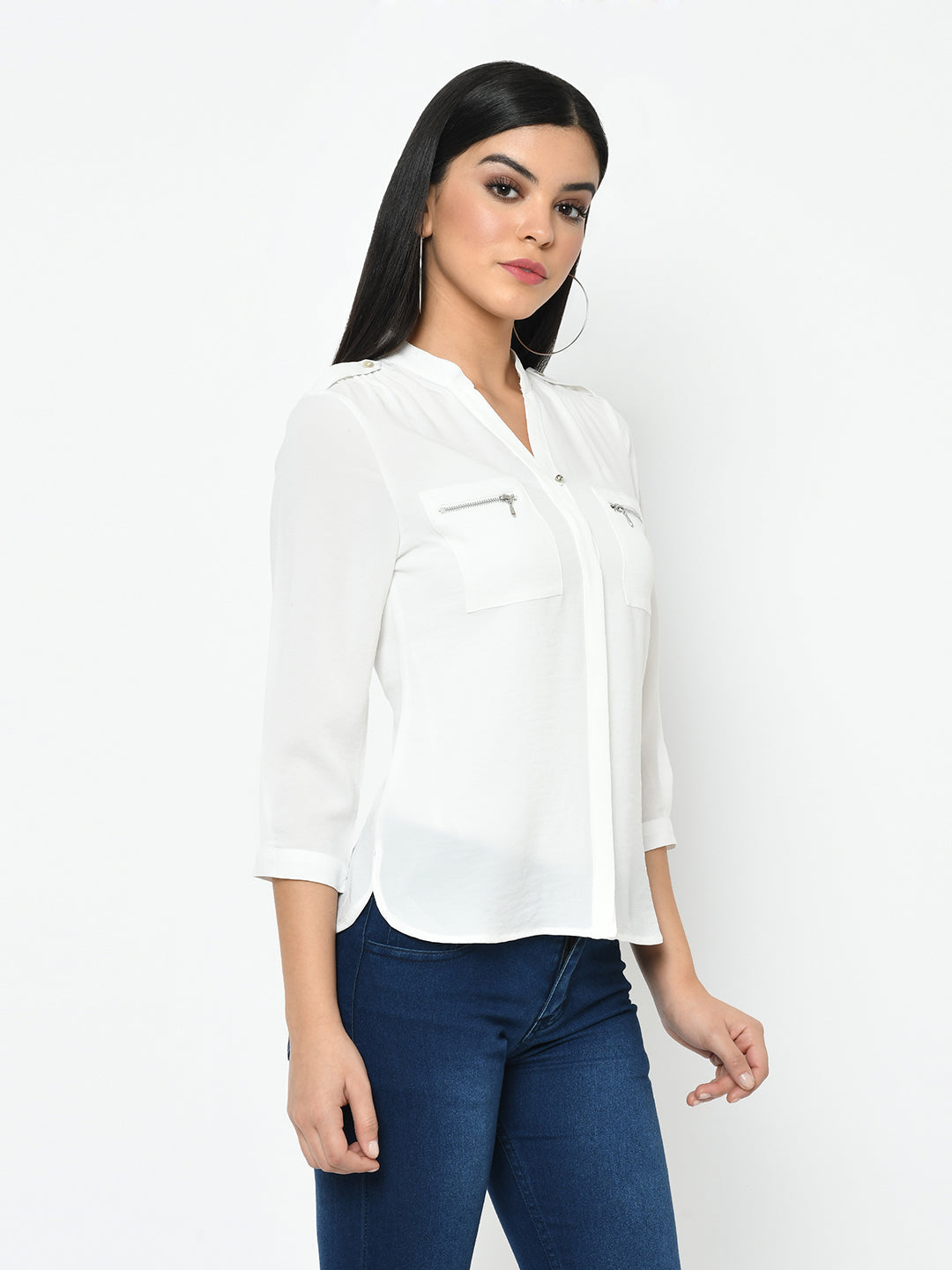 White 3/4 Sleeve Shirt