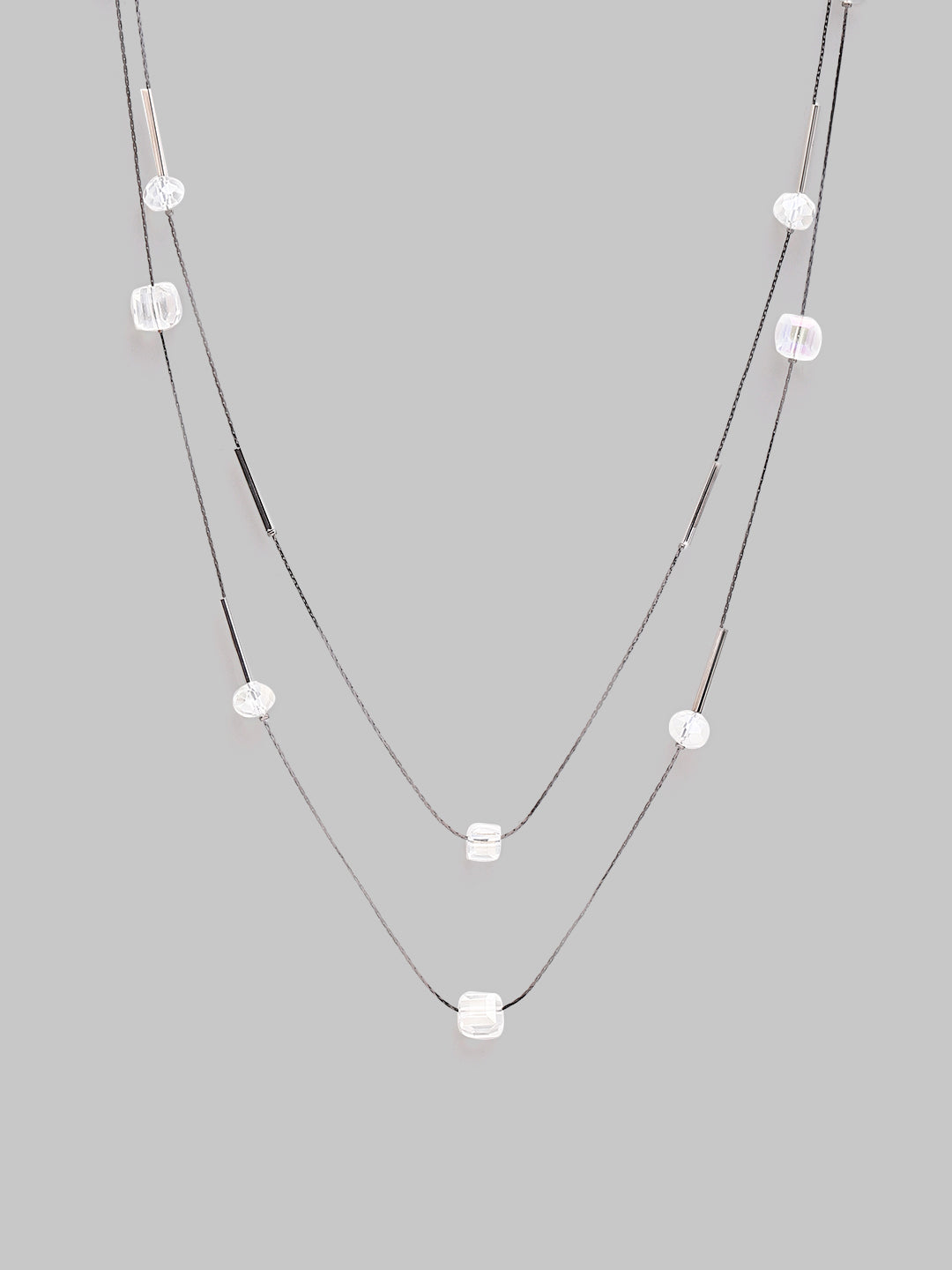 Off White Crystal Long Necklace