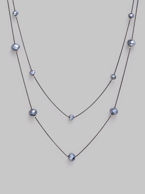 Navy Blue Crystal Long Necklace