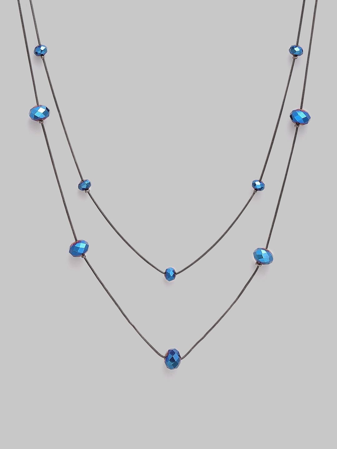 Dark Blue Crystal Long Necklace