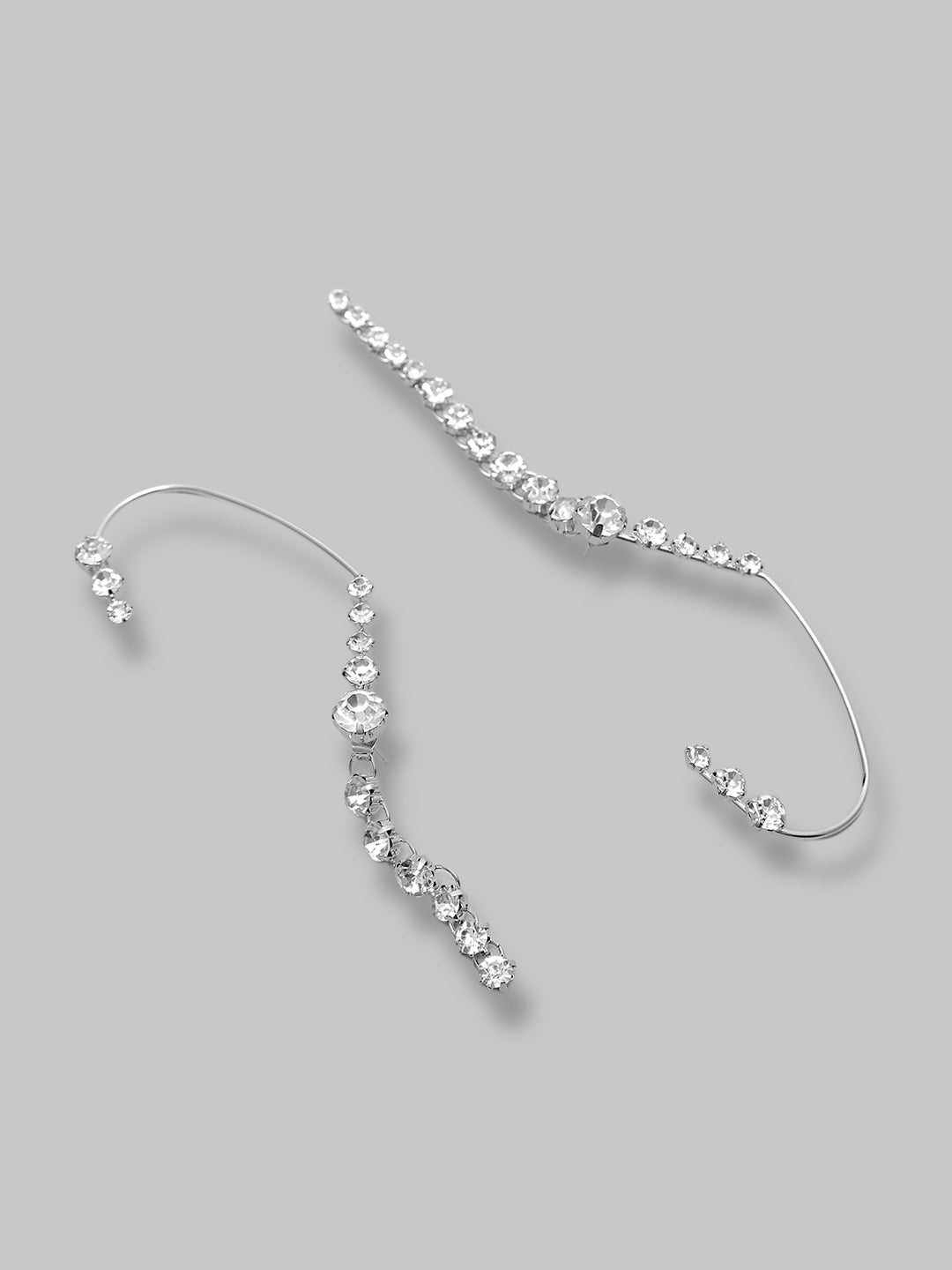 Fancy Latest Stone Silver Strings Ear Cuffs Earrings For Girls and Women