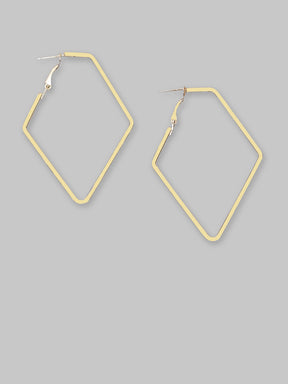 Gold Plated Alloy Square Shape Big Hoops Earring For Women & Girls