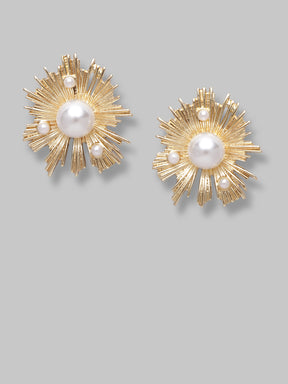 Latest Design Gold-Plated Pearl Earring Tops For Girls and Women