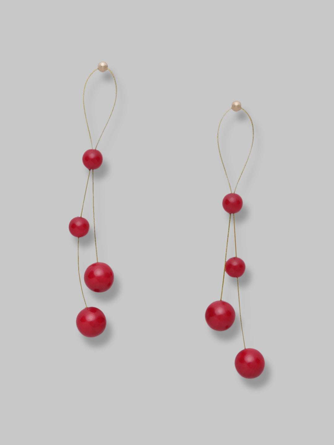 Red Ball Long Hook Style Drop Dangle Earring For Women And Girls