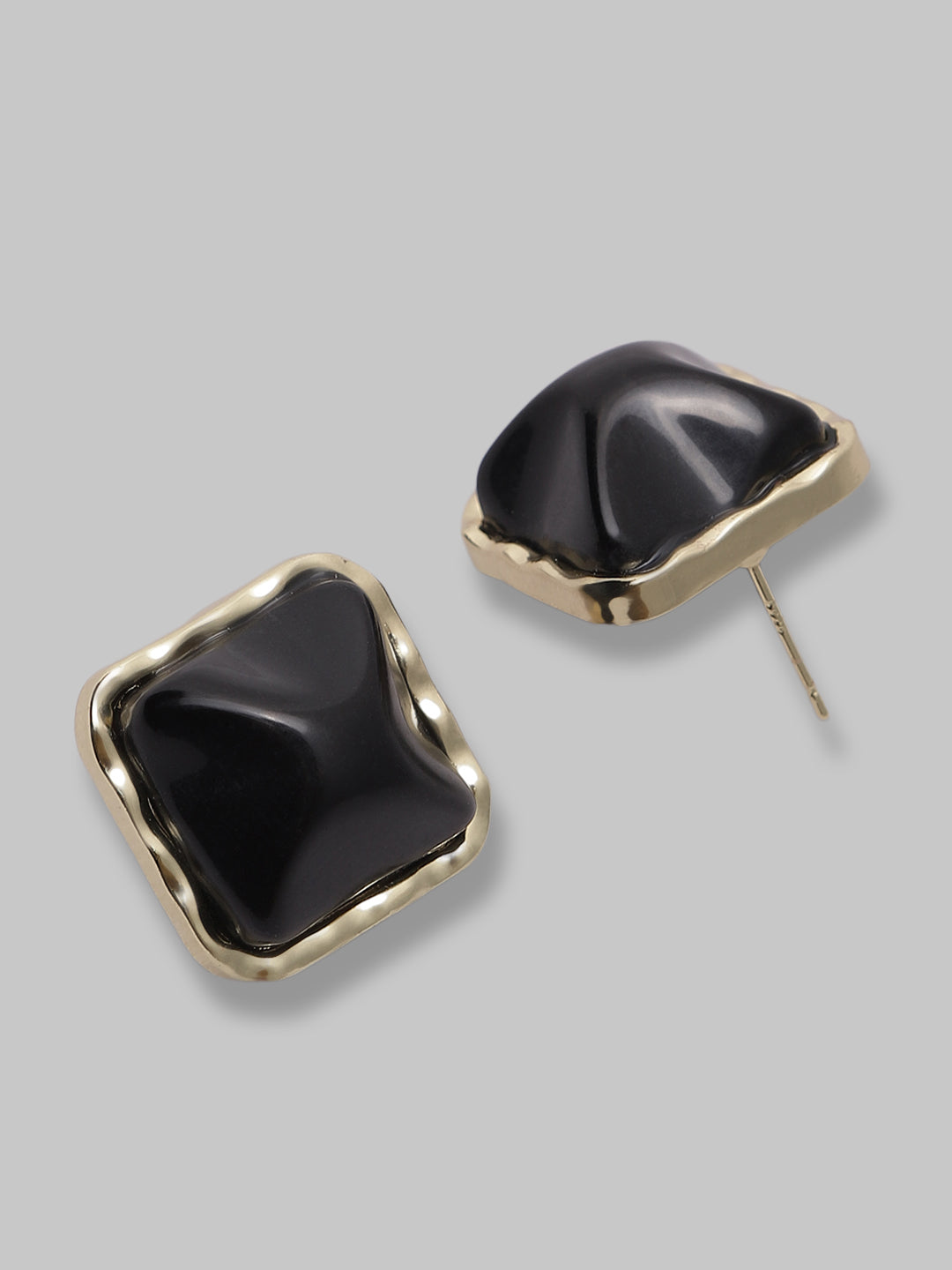 6mm 18kt yellow gold handmade single black stone back screw stud earring  cartilage customized unisex jewelry er141 | TRIBAL ORNAMENTS