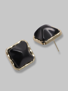 Black Stone Copper Alloy Small Stud Earrning Tops For Women And Girls