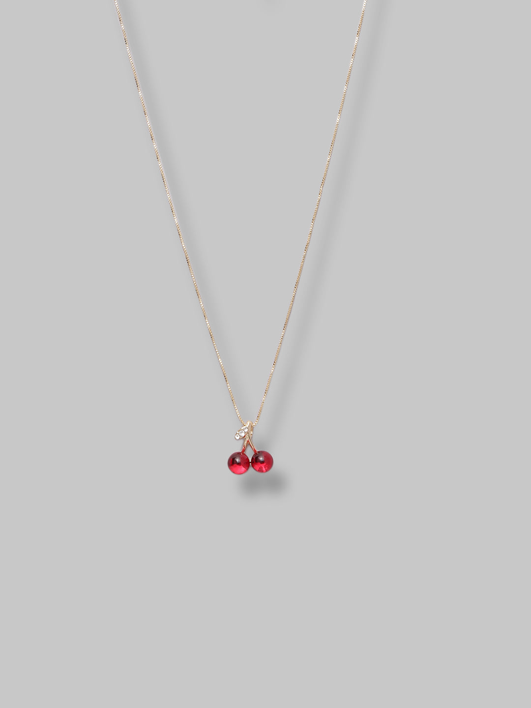 Gold Plated & Red Ball Shade Design Lightweight Chain For Women And Girls