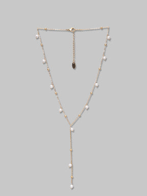 Gold Plated And White Pearl Lightweight Chain For Women And Girls