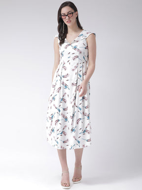 Ivory Cap Sleeve A-Line Floral Dress