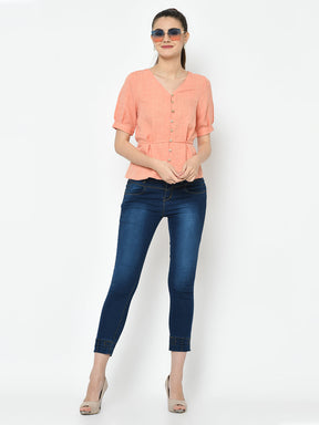 Peach Half Sleeves Blouse