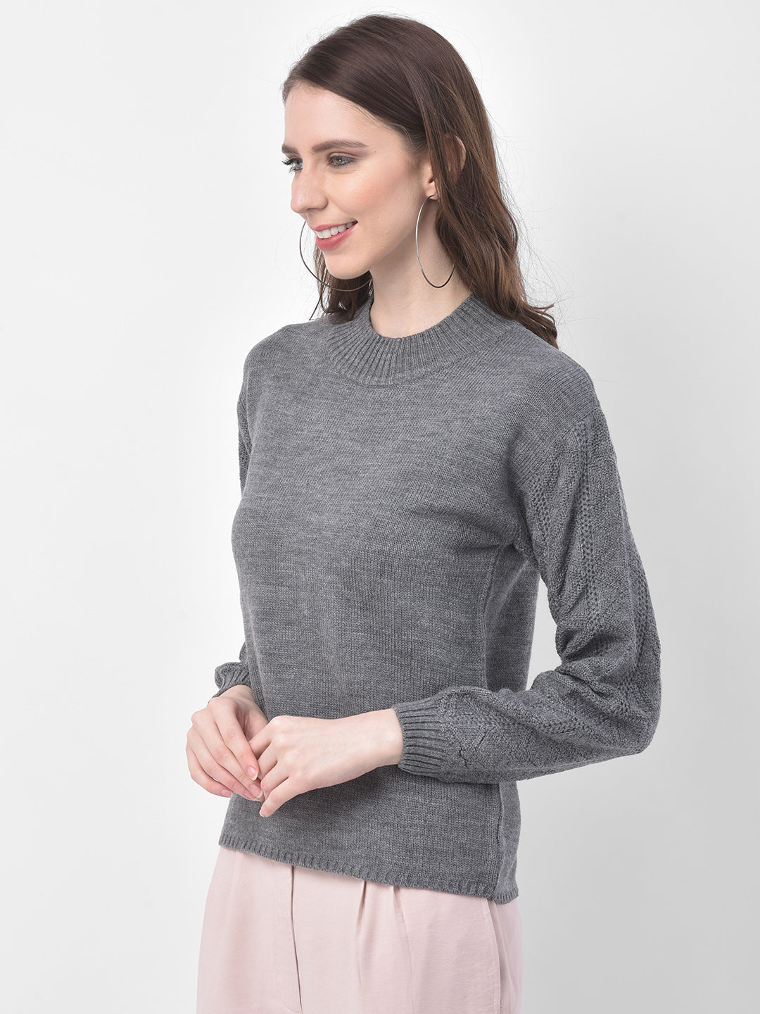 Sweater With Sleeve Cable Design