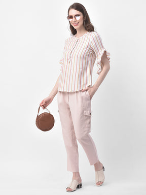 Beige Straight Pant With Pokcet