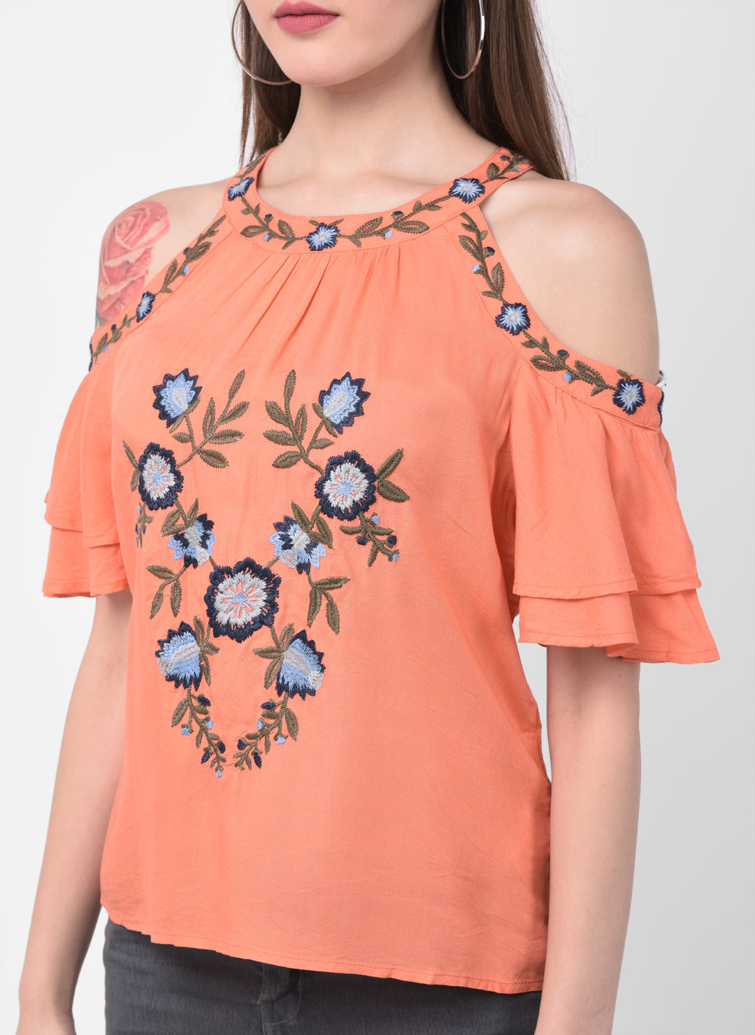 Rayon Blouse With Embroidery