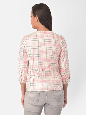 Pink 3/4 Sleeve Shirt With Pocket