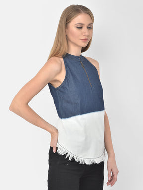 Blue Sleeveless Denim Blouse