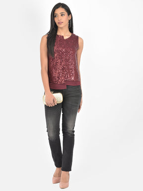 Maroon Sleeveless Blouse