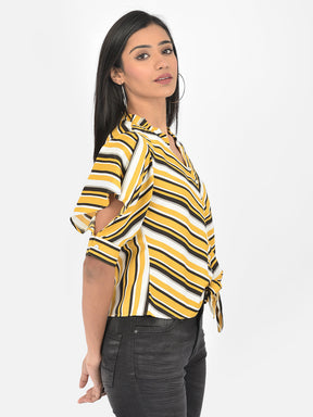 Mustard Half Sleeve Ployester Blouse