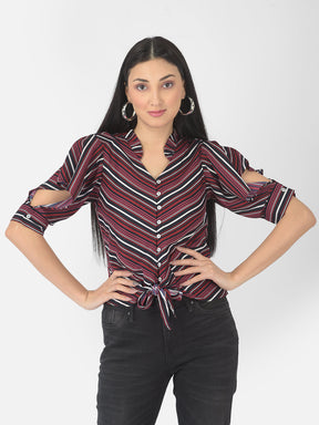 Red Half Sleeve Polyester Blouse