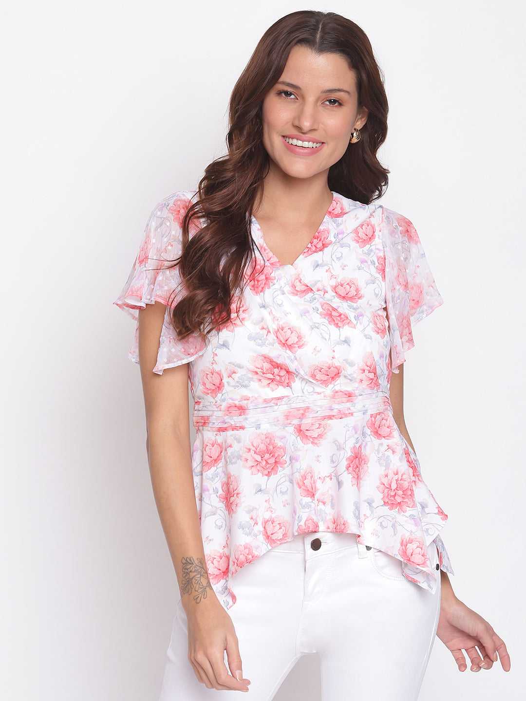 Pink Half Sleeves Blouse