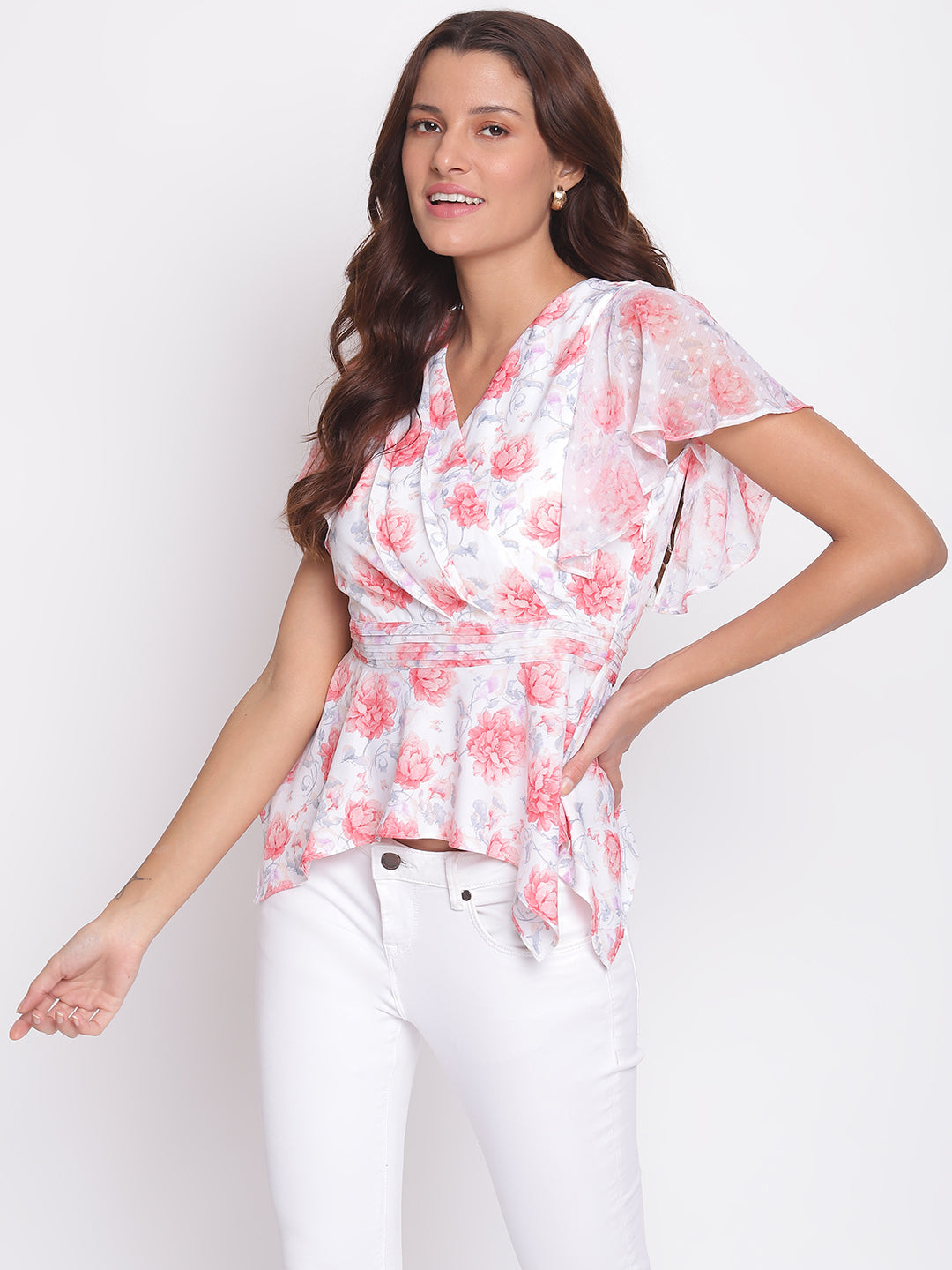 Pink Half Sleeves Blouse