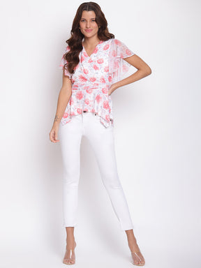 Pink Half Sleeves Blouse