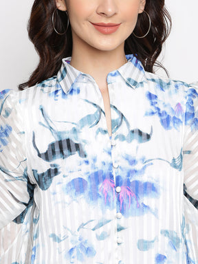 Blue Full Sleeve Printed Shirt