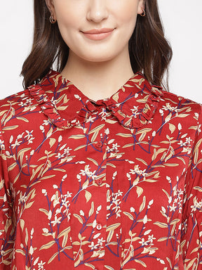 Red Half Sleeve Blouse