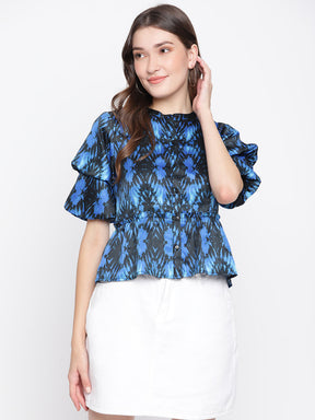 Blue Half Sleeve Blouse