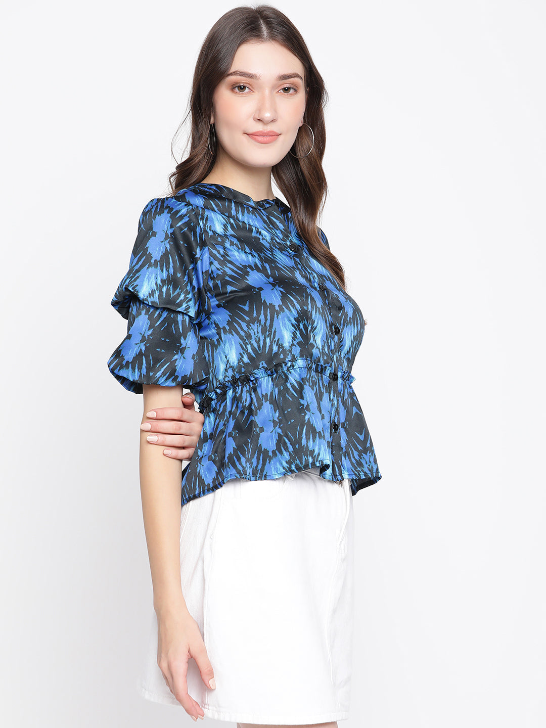 Blue Half Sleeve Blouse